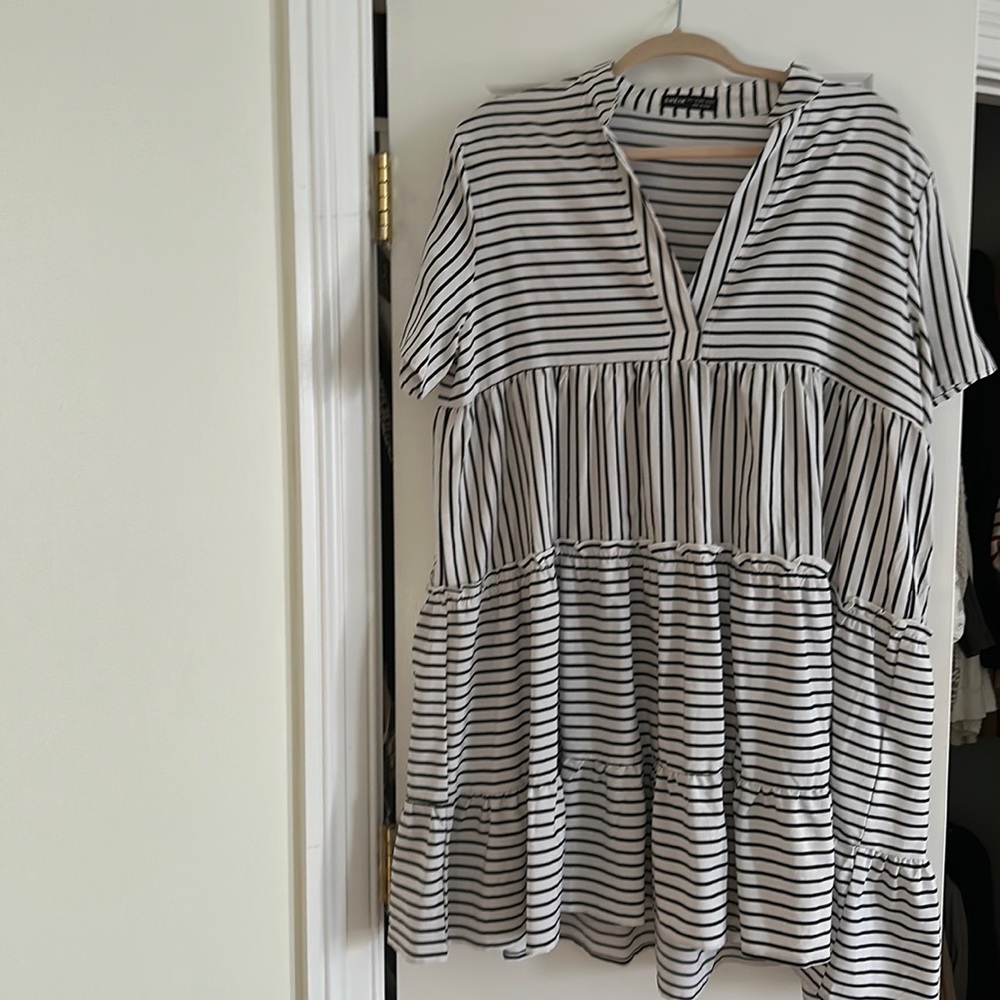 Back and white striped dress